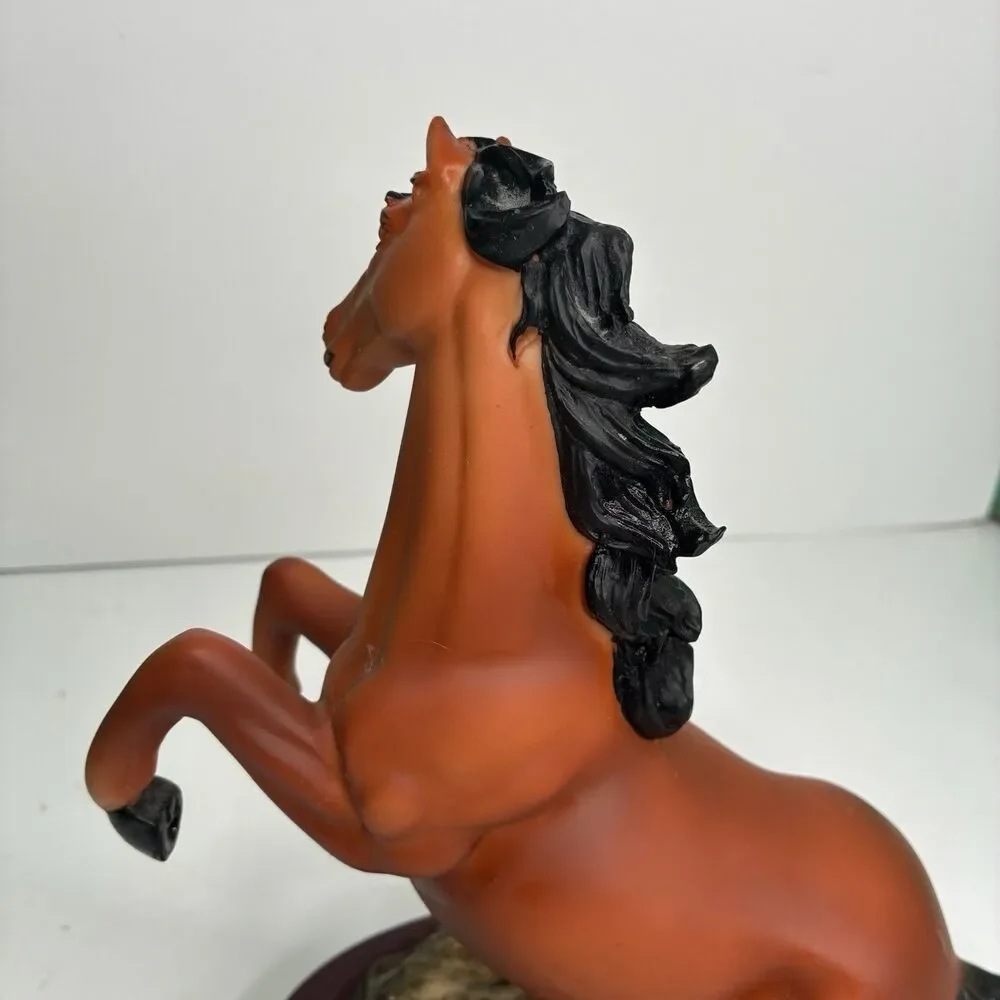 Ruby's Collection Brown Stallion Horse Figure On Wooden Base